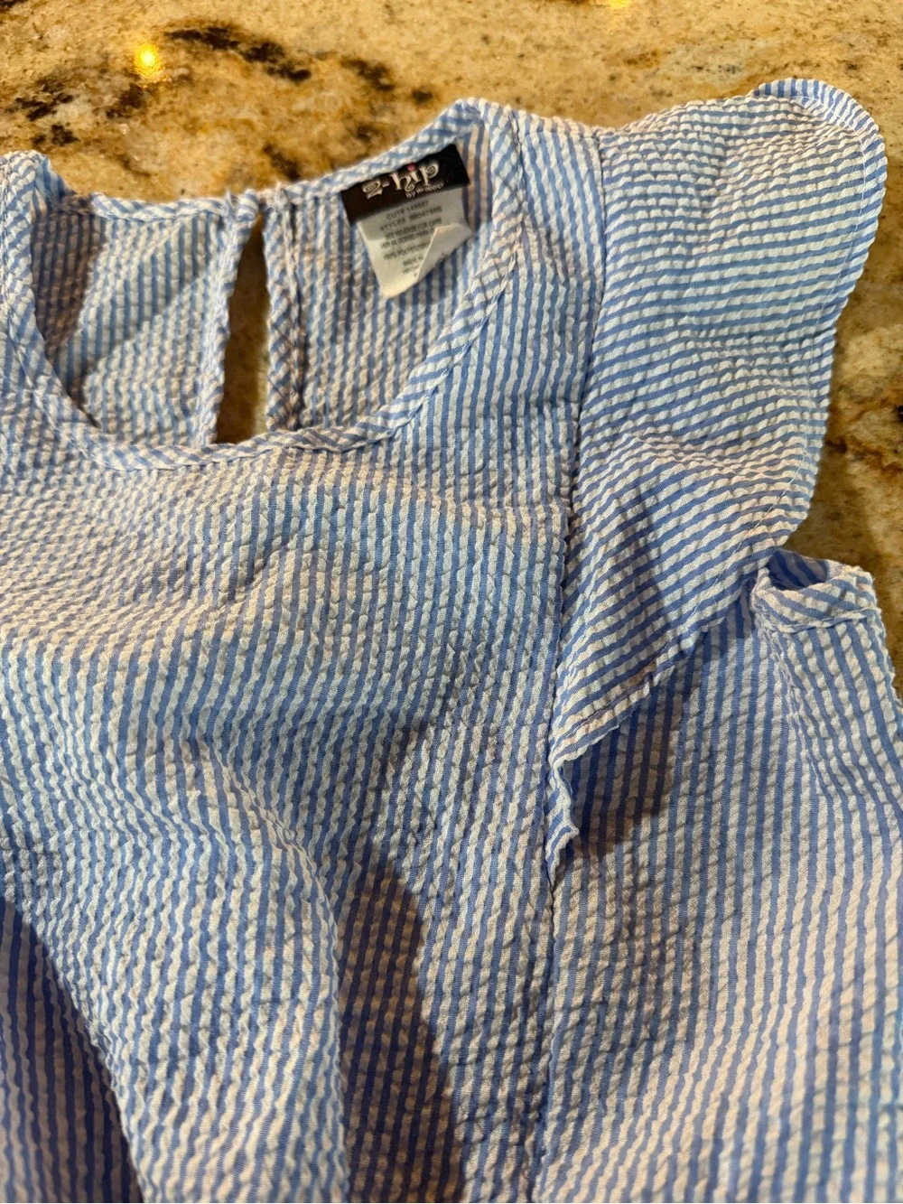 2Hip by girls sz 10 stripe seersucker ruffle romper/tie-front waist/cap sleeve